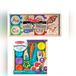 New Melissa & Doug Self-Correcting Alphabet Wooden Puzzles/Modeling Dough Kit